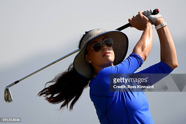 Maria Verchenova of Russia plays her shot from the fourth tee during the First Round of Women's Golf at Olympic Golf Course on Day 12 of the Rio 2016...