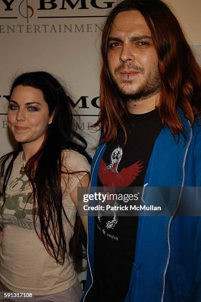 Amy Lee and Shaun Morgan attend Sony BMG Music Entertainment Grammy Party 2005 at Hollywood Roosevelt Hotel on February 13, 2005 in Los Angeles,...
