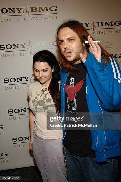 Amy Lee and Shaun Morgan attend Sony BMG Music Entertainment Grammy Party 2005 at Hollywood Roosevelt Hotel on February 13, 2005 in Los Angeles,...