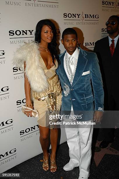 Eishia Brightwell and Usher attend Sony BMG Music Entertainment Grammy Party 2005 at Hollywood Roosevelt Hotel on February 13, 2005 in Los Angeles,...