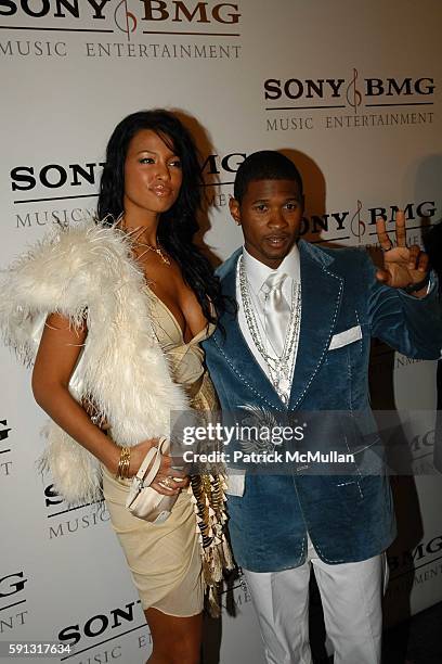 Eishia Brightwell and Usher attend Sony BMG Music Entertainment Grammy Party 2005 at Hollywood Roosevelt Hotel on February 13, 2005 in Los Angeles,...