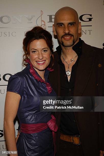 Christine Kushner and Dave Kushner attend Sony BMG Music Entertainment Grammy Party 2005 at Hollywood Roosevelt Hotel on February 13, 2005 in Los...
