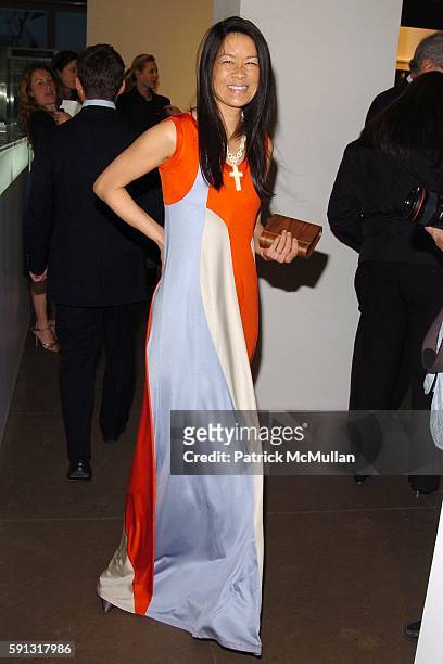 Helen Lee Schifter and wearing Calvin Klein attend Calvin Klein hosts a party to celebrate Bryan Adams' new photo book "American Women" to benefit...