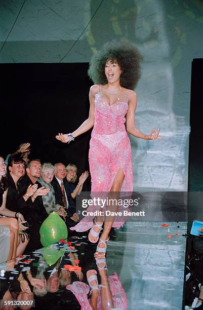 Singer Mel B of English pop group The Spice Girls takes part in a Julien MacDonald fashion show at the Roundhouse in Camden during London Fashion...