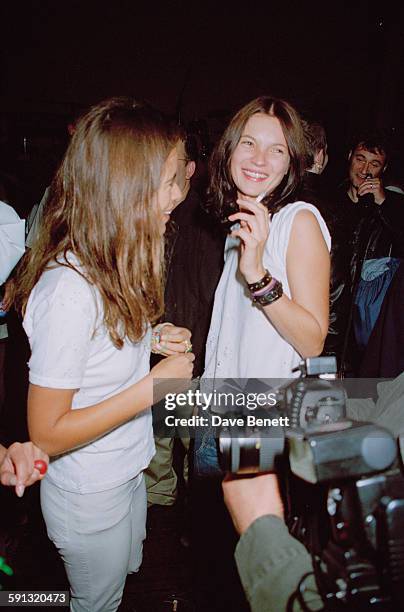 Jade Jagger and fashion model Kate Moss at a party for the documentary film 'The Clash: Westway to the World' at the Cobden Club, London, 21st...