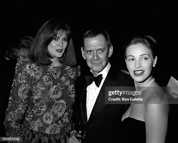 Norris Church Mailer, Tony Randall and Marla Hanson attend A Decade of Literary Lions Benefit Gala on November 8, 1990 at the New York Public Library...