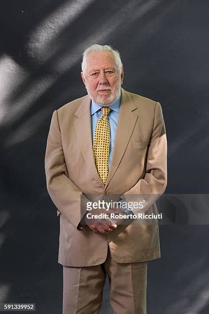 British Labour politician, author and journalist Roy Hattersley attends a photocall at Edinburgh International Book Festival at Charlotte Square...