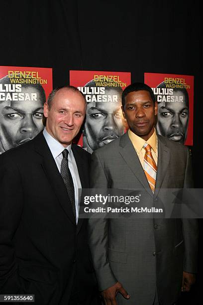 Colm Feore and Denzel Washington attend 'Julius Caesar' Opening Night on Broadway - Arrivals at The Belasco Theater & Gotham Hall on April 3, 2005 in...