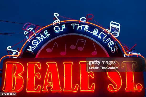 Sign for Memphis Music venue in legendary Beale Street entertainment district famous for Rock and Roll and Blues