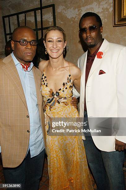 Antonio "LA" Reid, Paula Froelich and Sean "P.Diddy" Combs attend GLAMOUR's PARTY FOR PAGE SIX's PAULA FROELICH's NEW BOOK "IT!" at 632 on April 7,...