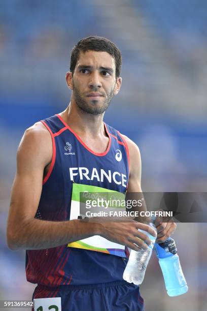France's Mahiedine Mekhissi looks on after competing in the Men's 3000m Steeplechase Final during the athletics event at the Rio 2016 Olympic Games...