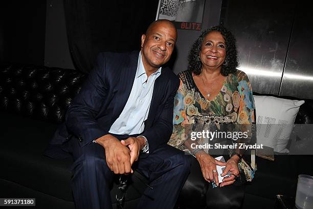 Alfred Liggins and Cathy Hughes attends From Blitz To Hits 6th Anniversary Celebration at Stage 48 on August 16, 2016 in New York City.