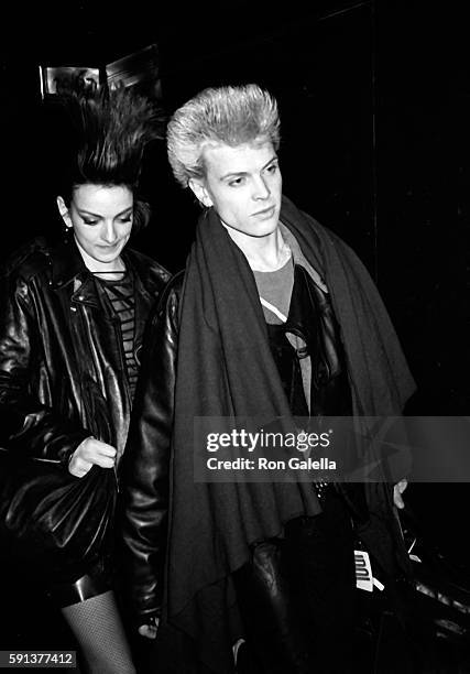 Billy Idol and Perri Lister attend the taping of "Saturday Night Live" on January 28, 1984 at NBC TV Studios in New York City.