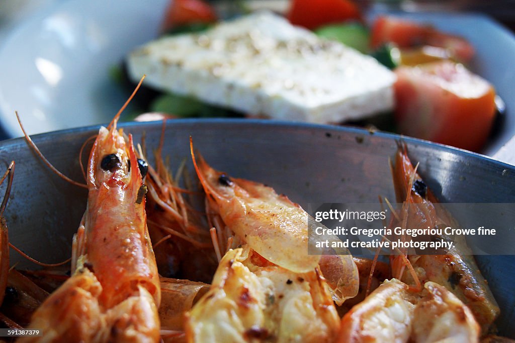 King prawn and greek salad