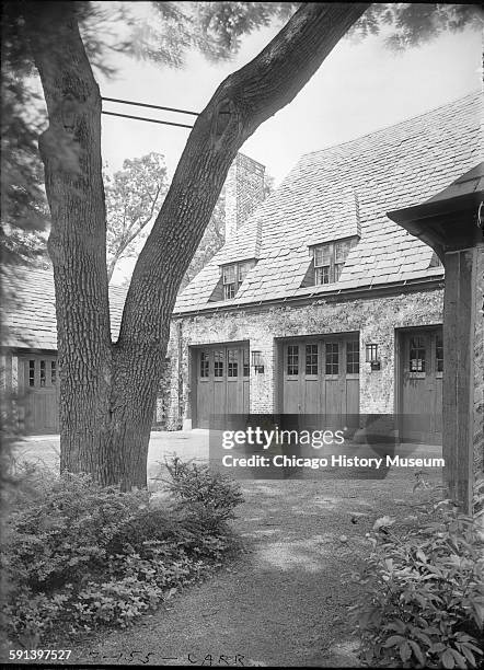Garage at Clyde M Carr residence on Mayflower Avenue, Lake Forest, Illinois, 1920s or 1930s.