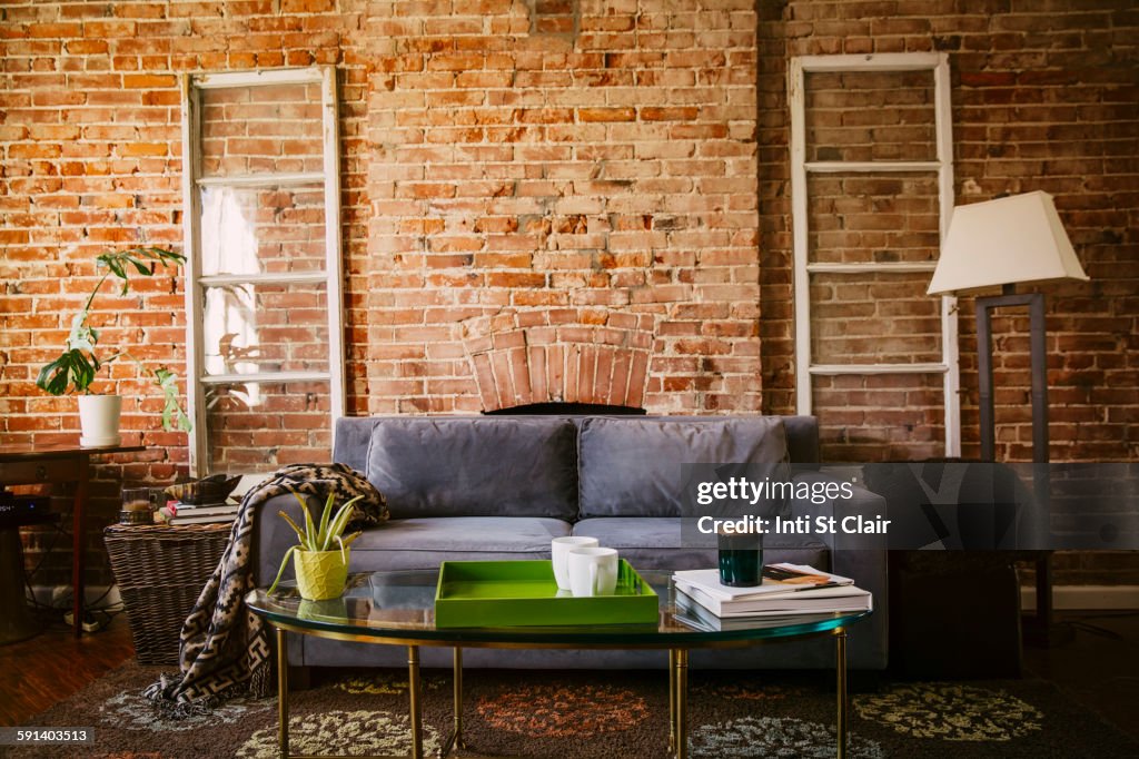 Coffee table and sofa in modern living room