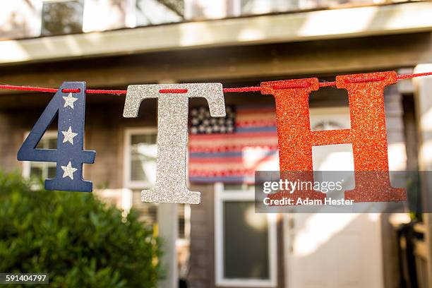 close up of 4th of july banner decoration - fourth of july decorations stock pictures, royalty-free photos & images