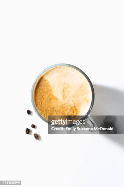 high angle view of cup of coffee - latte stock pictures, royalty-free photos & images