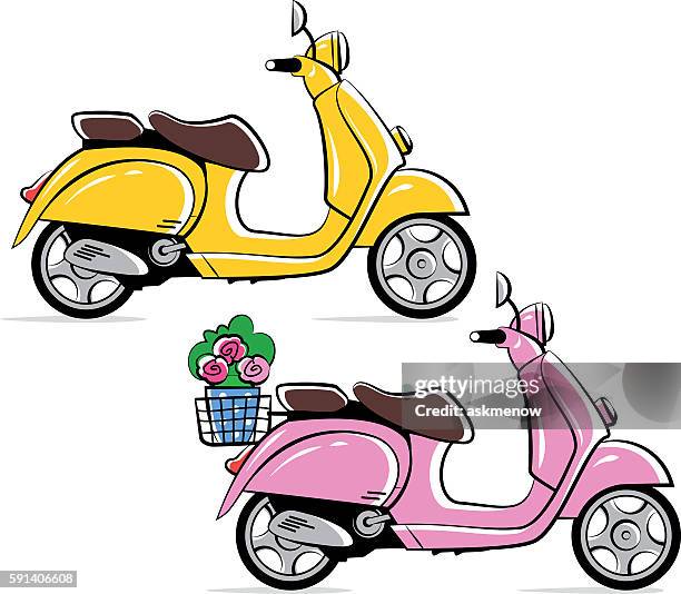 illustrations, cliparts, dessins animés et icônes de motos vespa - scooter