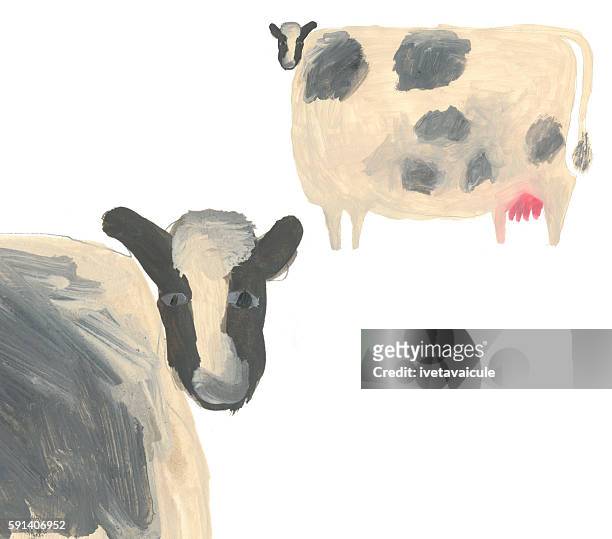 image of painted cows isolated on white - spotted cow stock illustrations
