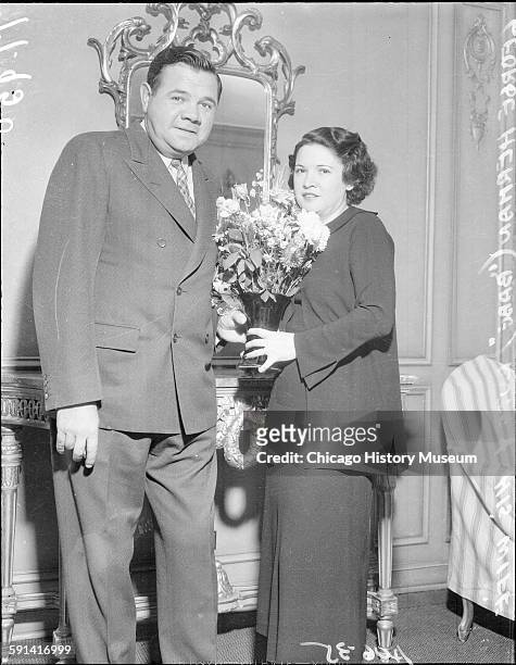 Babe Ruth and his wife, Claire, Chicago, Illinois, August 1935.