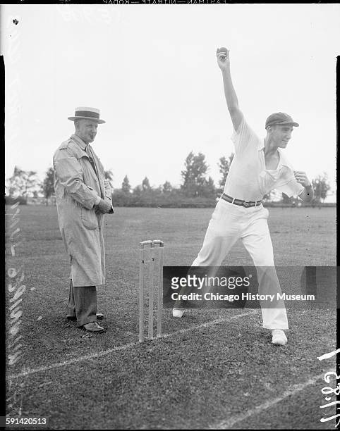 Members of the Winnipeg Junior Cricket Club in Lincoln Park, Chicago, Illinois, August 1935.