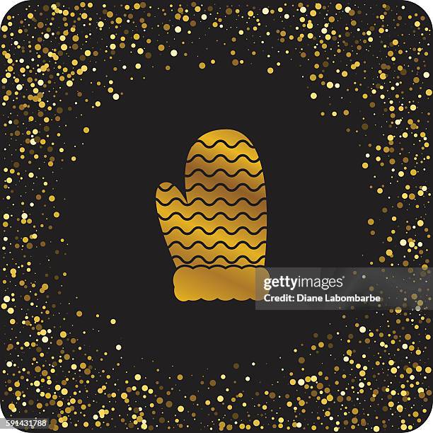 cute gold glitter christmas holiday icons - baseball glove silhouette stock illustrations