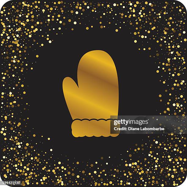 cute gold glitter christmas holiday icons - baseball glove silhouette stock illustrations