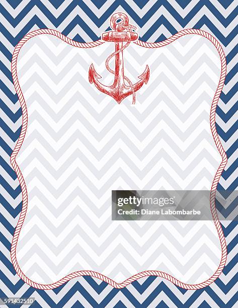 ilustraciones, imágenes clip art, dibujos animados e iconos de stock de antecedentes de temática náutica - anclas marinas