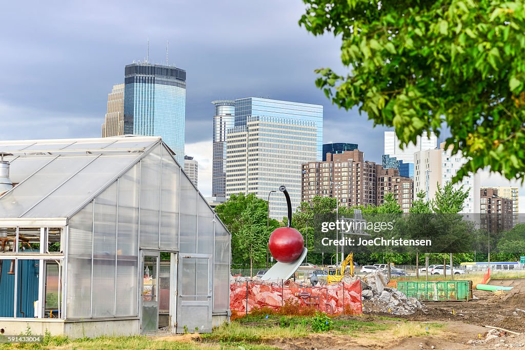 Iconic Spoon and Cherry During Sculpture Garden Reconstruction