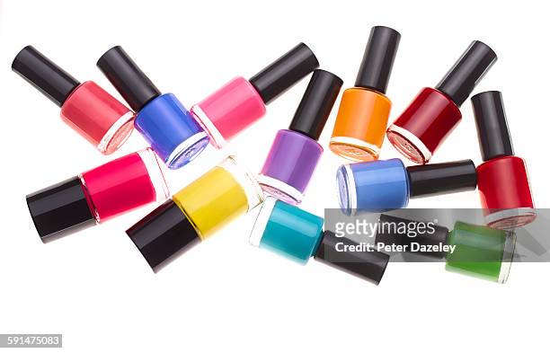 nail varnish bottles - nail polish stock pictures, royalty-free photos & images