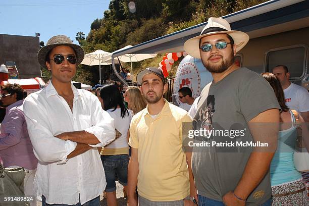 Khalil McGhee-Anderson, James Howard Starr and Maximillian Chow attend Virgin Mobile BBQ Tour Benefiting the Elton John AIDS Foundation at Sunset...
