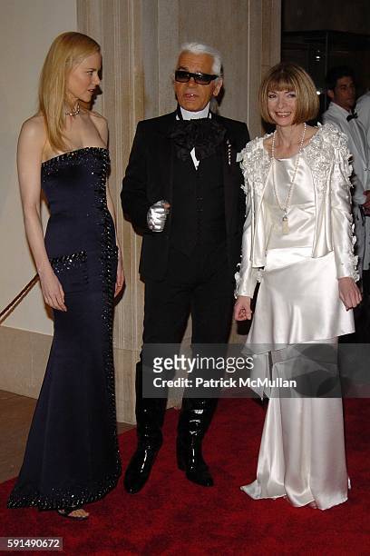 Nicole Kidman, Karl Lagerfeld and Anna Wintour attend The Metropolitan Museum of Art Costume Institute Spring 2005 Benefit Gala celebrating the...