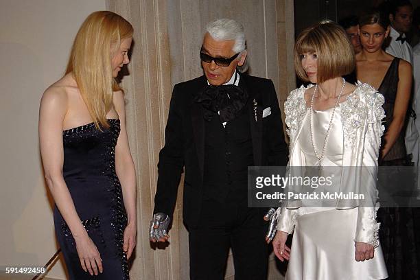 Nicole Kidman, Karl Lagerfeld and Anna Wintour attend The Metropolitan Museum of Art Costume Institute Spring 2005 Benefit Gala celebrating the...
