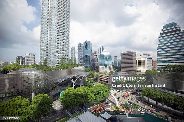 aerial view of orchard road, singapore - orchard road stock-fotos und bilder
