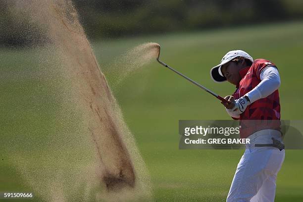 Japan's Harukyo Nomura competes in the Women's individual stroke play at the Olympic Golf course during the Rio 2016 Olympic Games in Rio de Janeiro...