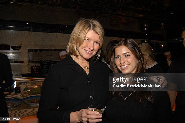Martha Stewart and Laura Katzenberg attend The Lauder Family Holiday Cocktail Reception at Nobu Restaurant 57th Street on December 14, 2005 in New...