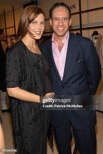 Mary Alice Stephenson and Andrew Saffir attend GIORGIO ARMANI and BARNEYS NEW YORK Host Kick Off Party and Art Preview Celebrating Free Arts 6th...