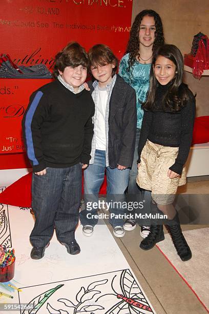 Josh Flitter, Jonah Bobo, Hallie Kate Eisenberg and Paulina Gerzon attend RxArt Coloring Book Launch at DKNY at DKNY on December 11, 2005 in New York...