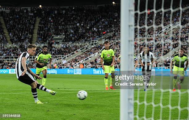 Matt Ritchie of Newcastle United scores newcastle second goal from a penalty during the Sky Bet Championship match between Newcastle United and...