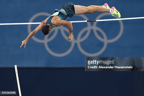 Thiago Braz da Silva of Brazil competes in the Men's Pole Vault final on Day 10 of the Rio 2016 Olympic Games at the Olympic Stadium on August 15,...