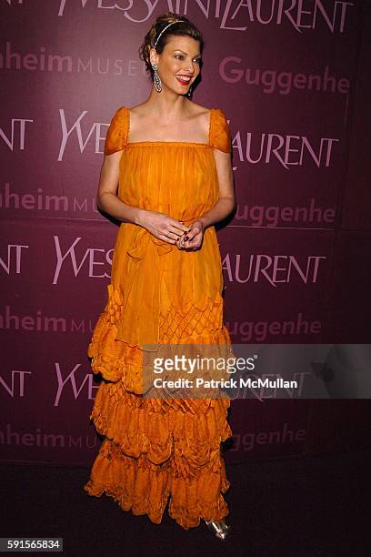 Linda Evangelista wearing Yves Saint Laurent attends The 3rd Annual GUGGENHEIM ARTIST BALL Sponsored by YVES SAINT LAURENT at Solomon R. Guggenheim...