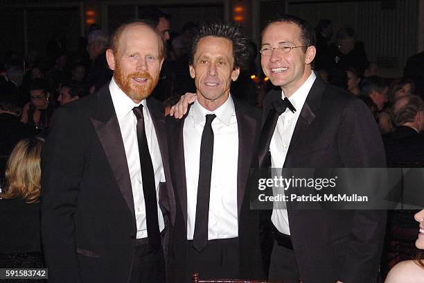 Ron Howard, Brian Grazer and Richard Lovett attend Museum of the Moving Image Salute to Ron Howard at Waldorf-Astoria Hotel on December 4, 2005 in...