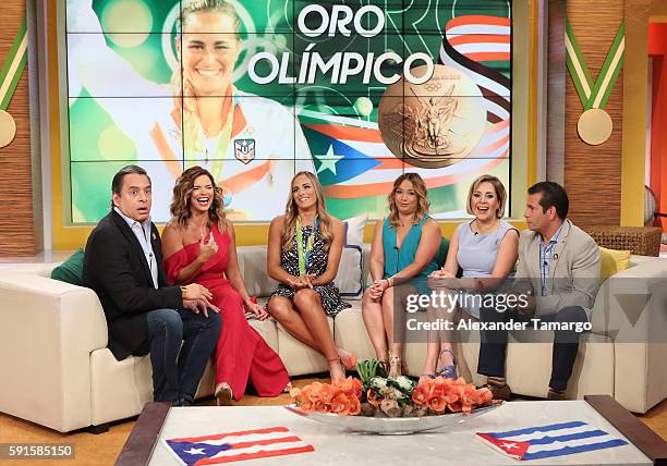 Rio Olympics 2016 Women's Singles Tennis Gold medalist Monica Puig of Puerto Rico, Daniel Sarcos, Rashel Diaz, Adamari Lopez, Ana Maria Canseco and...