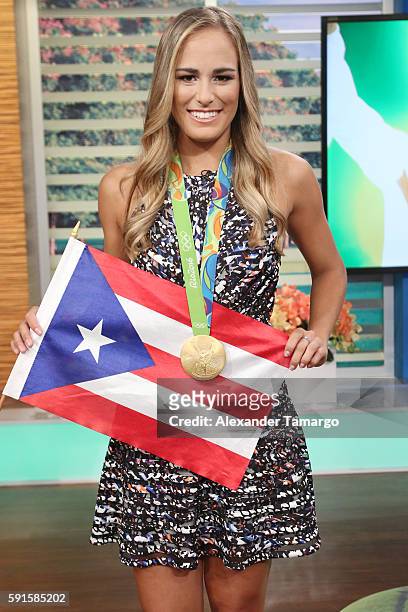 Rio Olympics 2016 Women's Singles Tennis Gold medalist Monica Puig of Puerto Rico is seen on the set of "Un Nuevo Dia" at Telemundo Studios on August...
