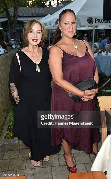 Christine Kaufmann and her daughter Allegra Curtis during 'La Dolce Vita Grillfest' at Gruenwalder Einkehr on August 17, 2016 in Munich, Germany.