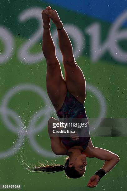 Ingrid Oliveira of Brazil competes during the Women's 10m Platform Diving preliminaries on Day 12 of the Rio 2016 Olympic Games at Maria Lenk...