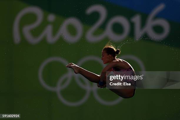 Yulia Timoshinina of Russia competes during the Women's 10m Platform Diving preliminaries on Day 12 of the Rio 2016 Olympic Games at Maria Lenk...