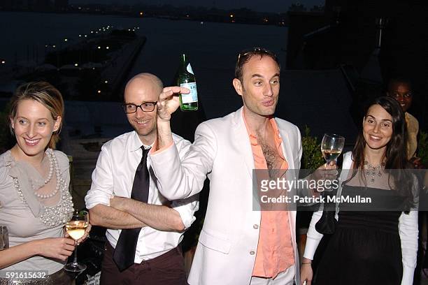 Celerie Kemble, Moby, Andrew Boose and Bennah Serfaty attend Amend.org Founders' Dinner at Hunt Slonem Studio on June 30, 2005 in New York City.