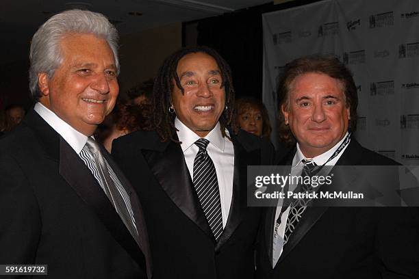 Martin Bandier, Smokey Robinson and ? attend 2005 Songwriters Hall Of Fame Awards at Marriott Marquis Hotel on June 9, 2005.